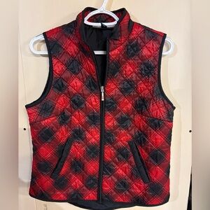 Karen Scott Red and Black Quilted Puffer Vest